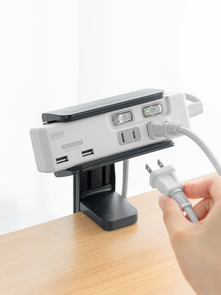 電源タップ ホルダー クランプ式 固定｜デスク下収納で省スペース 配線整理・ケーブル整理に最適 ブラック
