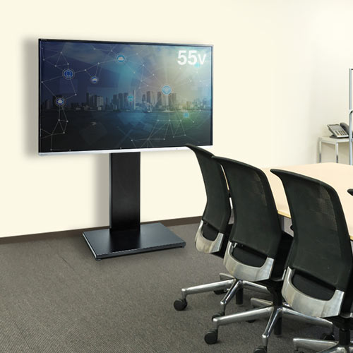 テレビスタンド ブラック 32-55インチ対応（テレビ付き） テレビスタンド（壁寄せ・置き型・ロータイプ・ブラック・32から