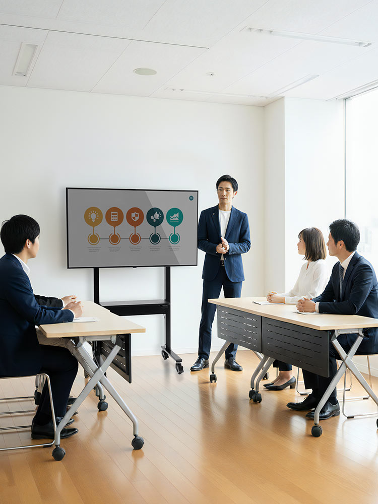 【テレビスタンド】86型対応 電動昇降で高さ調整 キャスター付き