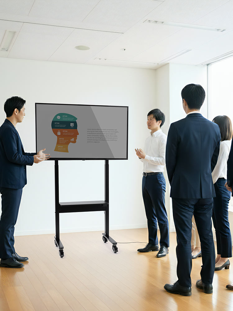 【テレビスタンド】86型対応 電動昇降で高さ調整 キャスター付き