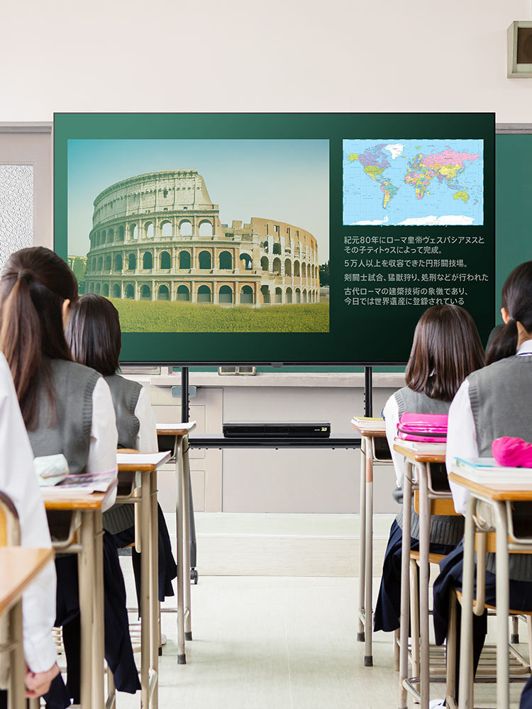 大型テレビスタンド（キャスター付） | 100インチ＆電子黒板対応／耐荷重80kg／高さ調整＆収納棚付き