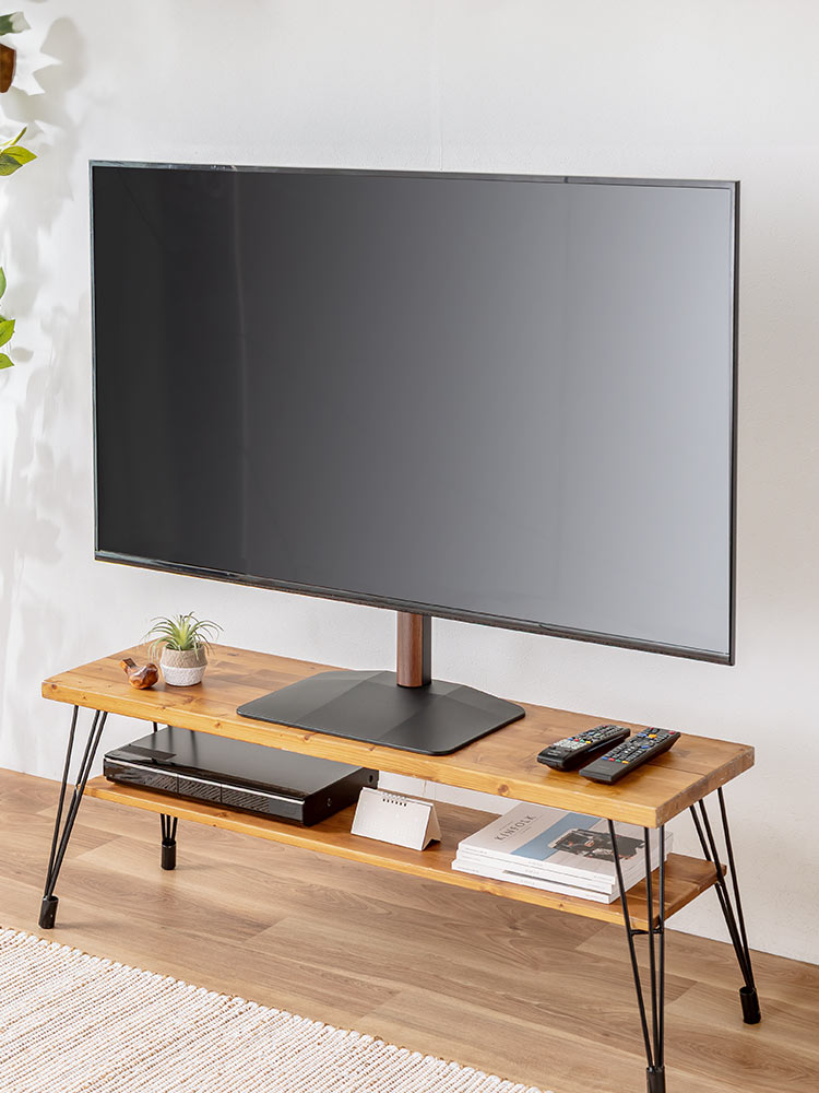 おしゃれな机上テレビスタンド | ロータイプで32~65インチに対応、便利な首振り・高さ調整機能付き