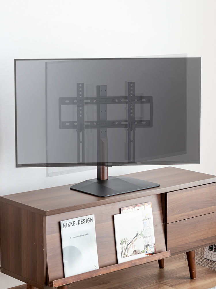 おしゃれな机上テレビスタンド | ロータイプで32~55インチに対応、便利な首振り・高さ調整機能付き