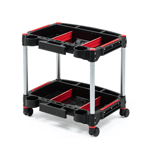 ツールワゴン（2段・キャスター・昇降・高さ調整・樹脂製・軽量