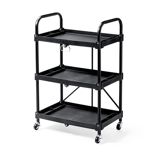 折りたたみツールワゴン｜3段・樹脂製・キャスター付