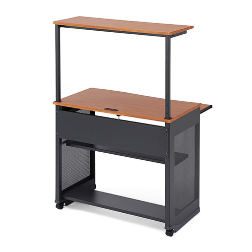 パソコンデスク（W900・キーボードスライダー付・中棚つき・木目）