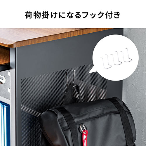 パソコンデスク（W900・キーボードスライダー付・中棚つき・木目）