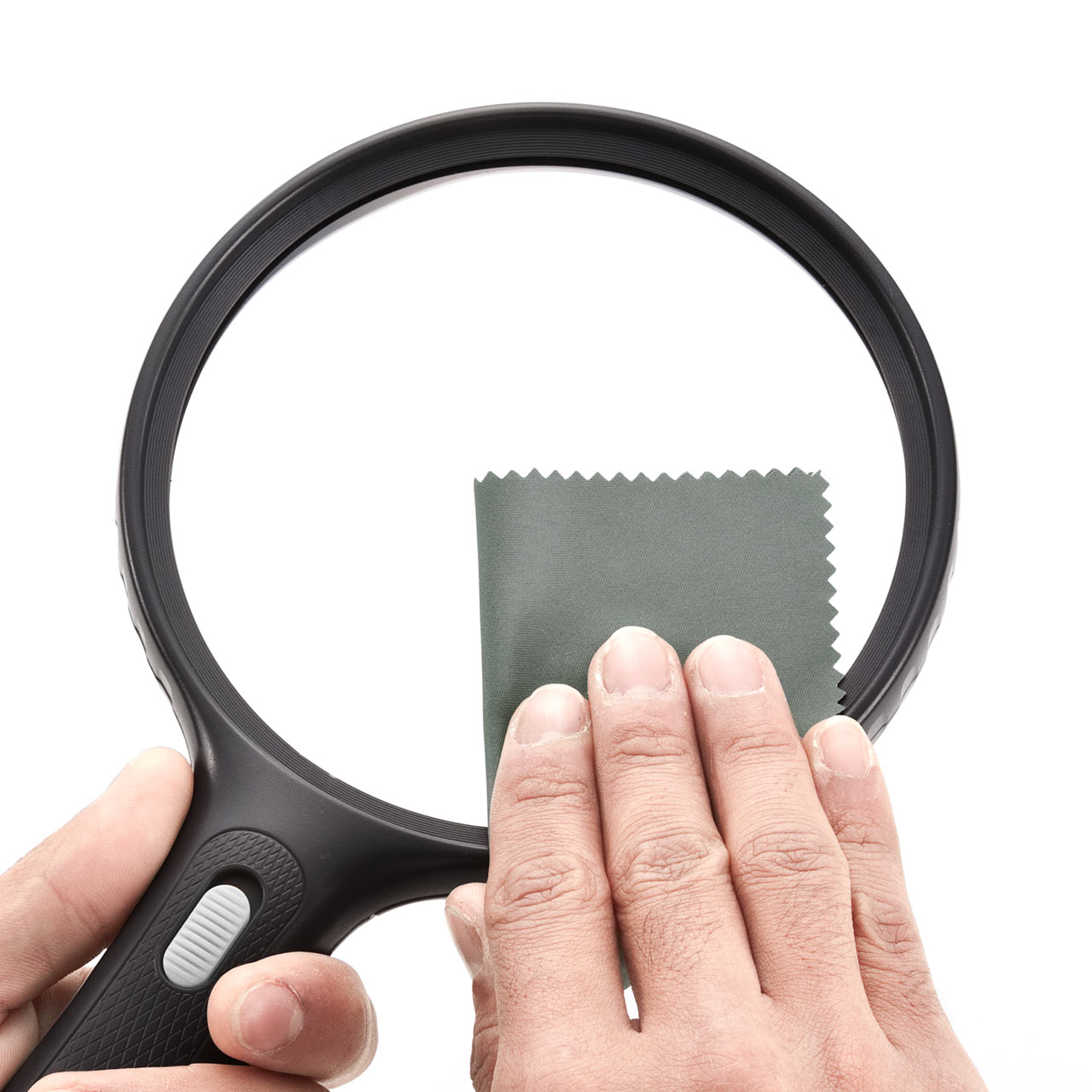 手持ちルーペ（大型拡大鏡・LEDライト付・1.5倍＆5倍）