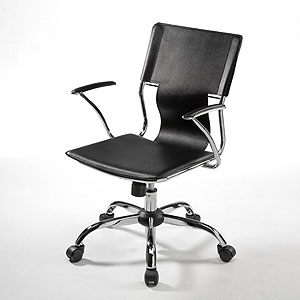 デザインチェア(おしゃれ・レザー・オフィス・ロッキング・キャスター・肘付き・昇降・ブラック) EEZ-SNC018BK