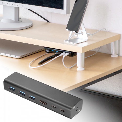 木製天板取付用ドッキングステーション（HDMI・1画面・4K/60Hz・PD90W・5Gbps・USB-C×1・USB-A×3）