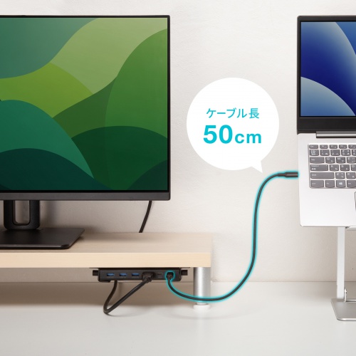 木製天板取付用ドッキングステーション（HDMI・1画面・4K/60Hz・PD90W・5Gbps・USB-C×1・USB-A×3）