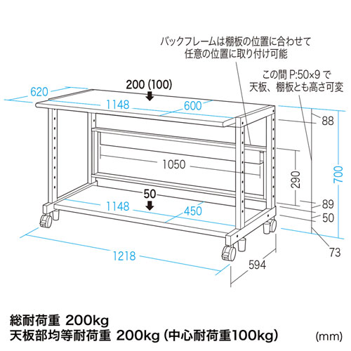 ラック（eラック・Lシリーズ・オフィス用・幅1200・ロータイプ） ER-120L サンワサプライ 【代引き不可商品】