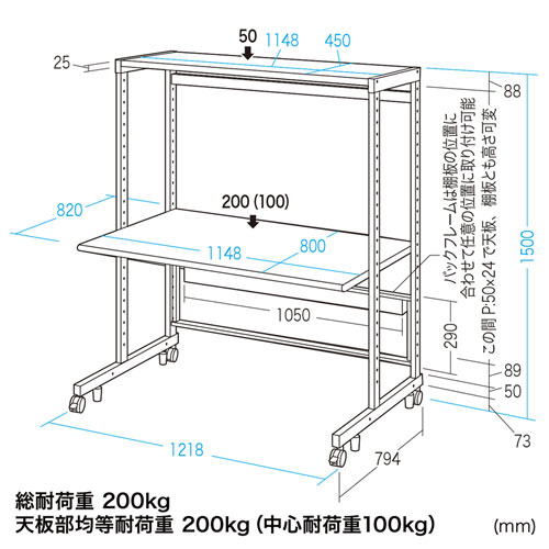 パソコンラック（ラック・eラック・オフィス用・Nシリーズ・幅1200・NEWタイプ） ER-120N サンワサプライ 【代引き不可商品】