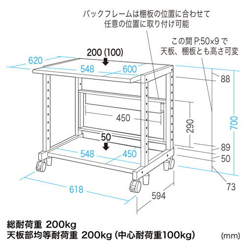 eラック（Lシリーズ・オフィス用・ロータイプ・幅600） ER-60L サンワサプライ 【代引き不可商品】