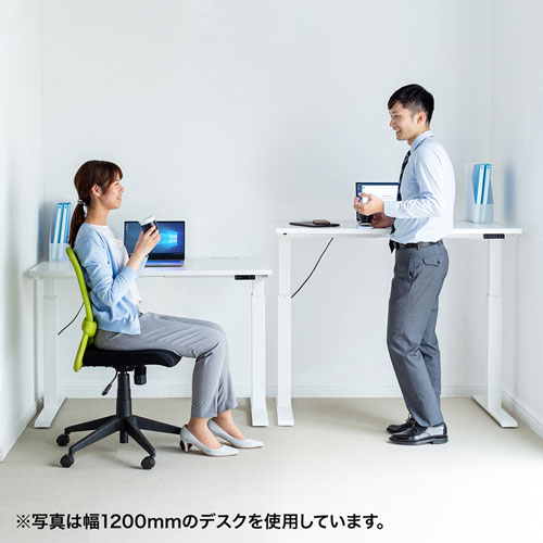 e電動昇降デスク(スタンディングデスク・メモリー機能・W1300×D700・ホワイト)