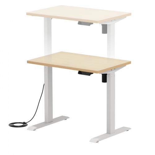 電動昇降デスク（昇降式デスク・昇降デスク・パソコンデスク・作業台・e電動昇降デスク・幅90cm・奥行60cm・メモリー機能付・薄い木目）【受注生産品】