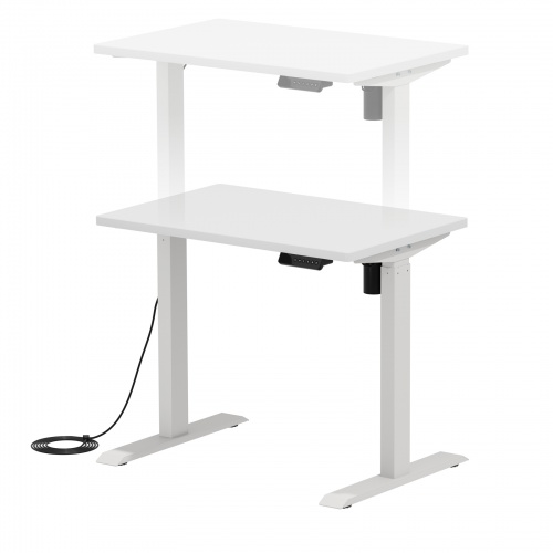 電動昇降デスク（昇降式デスク・昇降デスク・パソコンデスク・作業台・e電動昇降デスク・幅90cm 奥行60cm・メモリー機能・ホワイト）【受注生産品】