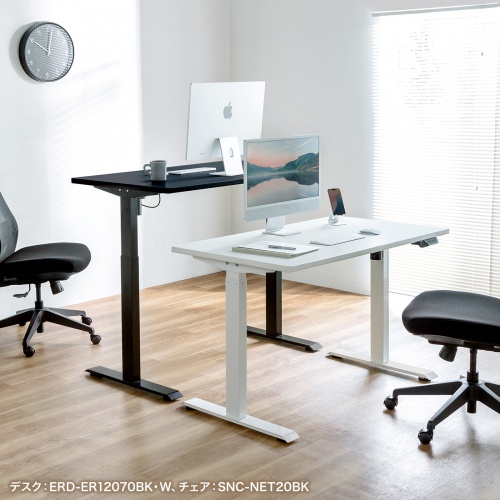 電動昇降デスク（昇降式デスク・昇降デスク・パソコンデスク・作業台・e電動昇降デスク・幅90cm 奥行70cm・メモリー機能付・ブラック）【受注生産品】