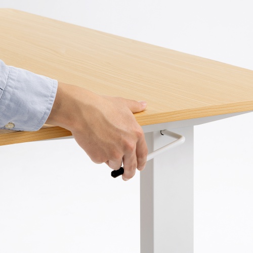 ガス圧式昇降デスク（幅120cm・奥行き60cm・キャスター付き・薄い木目）ERD-G12060LM