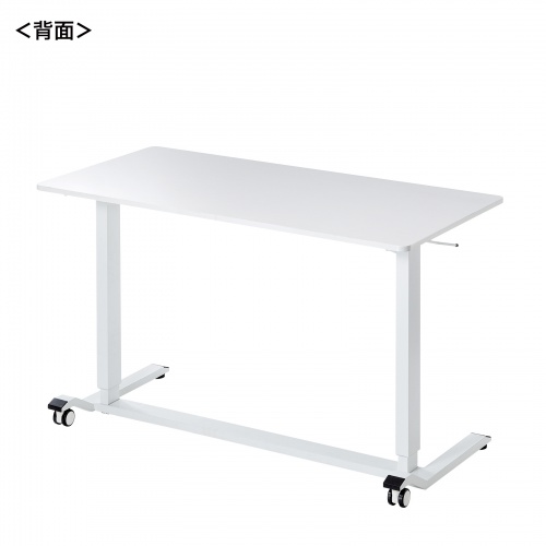 ガス圧式昇降デスク（幅120cm・奥行き60cm・キャスター付き・ホワイト）ERD-G12060W