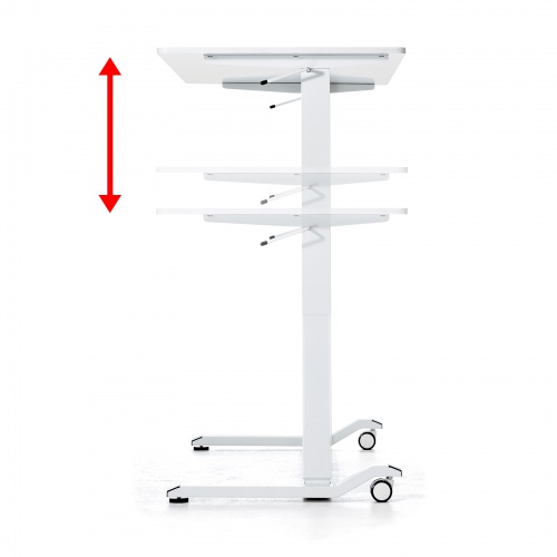 ガス圧式昇降デスク（幅120cm・奥行き60cm・キャスター付き・ホワイト）ERD-G12060W