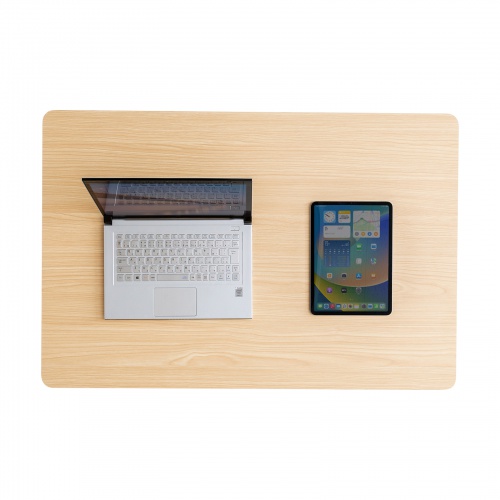 ガス圧式昇降デスク（幅90cm・奥行き60cm・キャスター付き・薄い木目）ERD-G9060LM