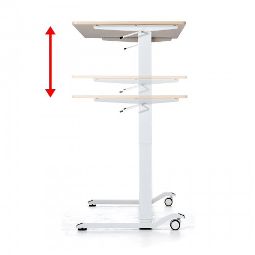 ガス圧式昇降デスク（幅90cm・奥行き60cm・キャスター付き・薄い木目）ERD-G9060LM
