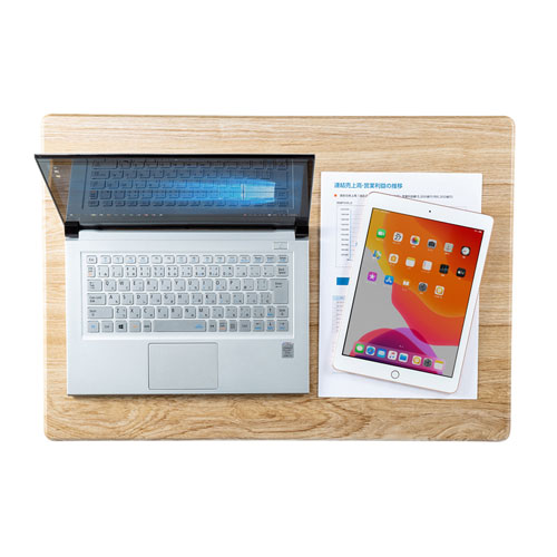 スタンディングデスク（昇降式・ガス圧・幅620mm×奥行き430mm・木目・キャスターつき）ERD-GAP1LMN サンワサプライ