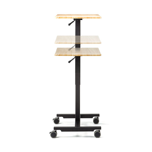 スタンディングデスク（昇降式・ガス圧・幅620mm×奥行き430mm・木目・キャスターつき）ERD-GAP1LMN サンワサプライ