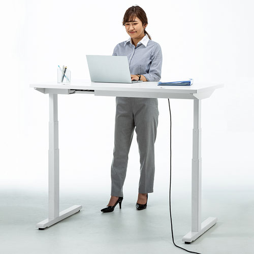 昇降デスク（電動・Bluetooth内蔵・リマインダー機能・W1200×D700・ホワイト)