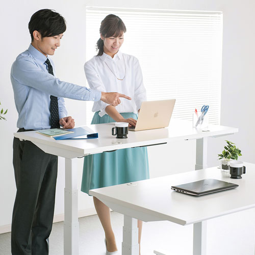 昇降デスク（電動・Bluetooth内蔵・リマインダー機能・W1200×D700・ホワイト)