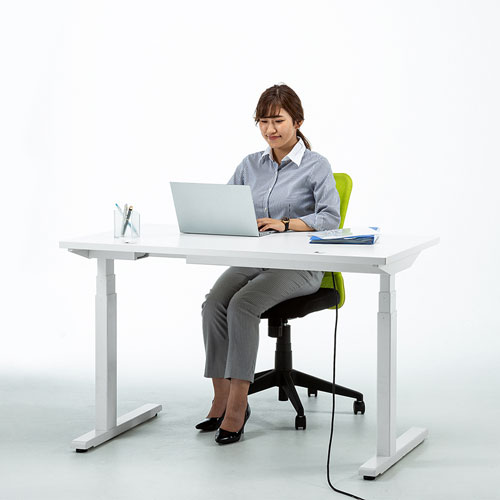 昇降デスク（電動・Bluetooth内蔵・リマインダー機能・W1200×D700・ホワイト)