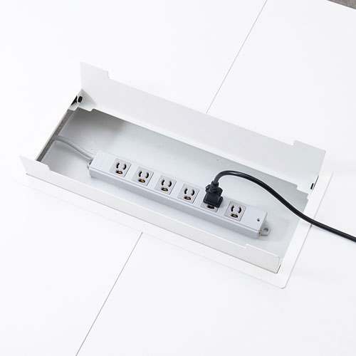 昇降デスク(W1800×D1200・電動式・ミーティングデスク・ケーブルタップ受けつき・ホワイト)