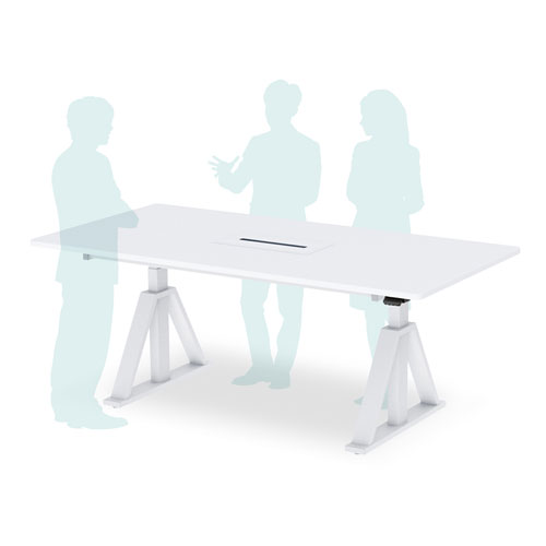 昇降デスク(W1800×D900・電動式・ミーティングデスク・ケーブルタップ受けつき・ホワイト)