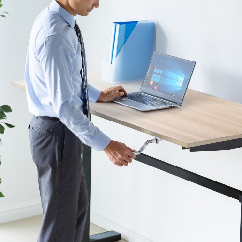 昇降デスク(W1400×D700・手動昇降・薄い木目) ERD-SH14070LMN サンワサプライ