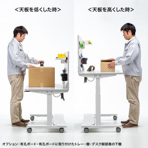 電動昇降デスク（バッテリー搭載・作業台・W1200×D700×H675～1325mm） ERD-WDK12070W サンワサプライ