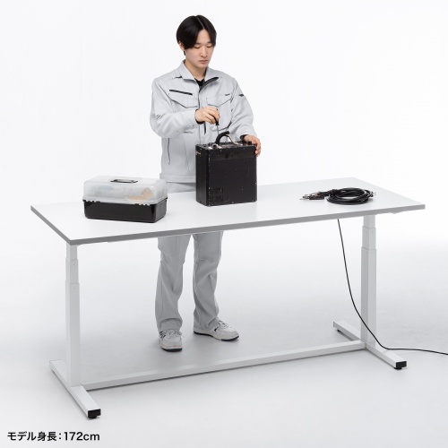 電動昇降作業台（電動昇降デスク・スタンディングデスク・作業台・耐荷重100kg・幅180cm・奥行50cm）