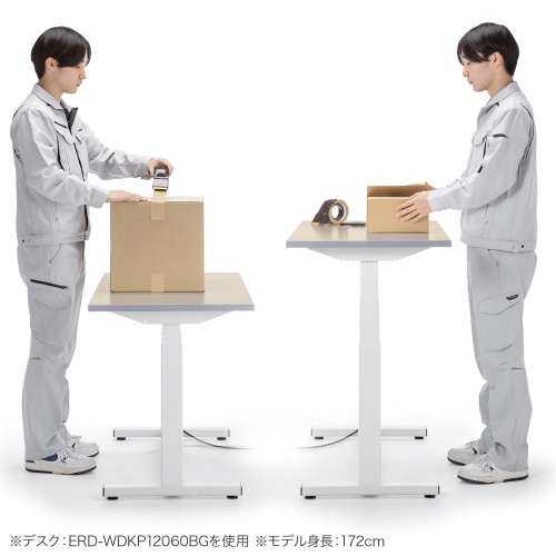 電動昇降作業台（電動昇降デスク・スタンディングデスク・作業台・塩ビシート・耐荷重100kg・幅180cm・奥行50cm）