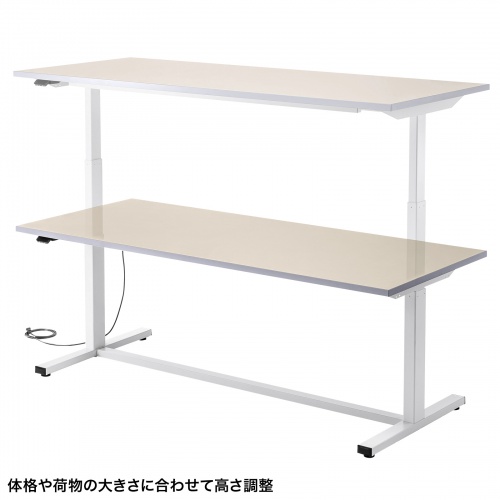 電動昇降作業台（電動昇降デスク・スタンディングデスク・作業台・塩ビシート・耐荷重・100kg・幅180cm・奥行75cm）