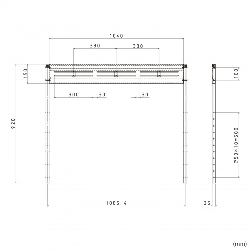 eデスク用ハンギングバー（W1200用・1段・ブラック・ED-SKシリーズ対応）