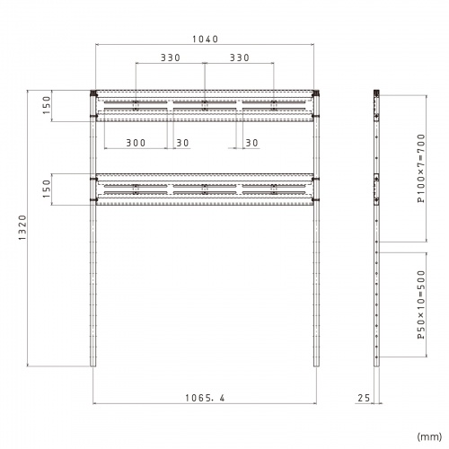eデスク用ハンギングバー（W1200用・2段・ブラック・ED-SKシリーズ対応）