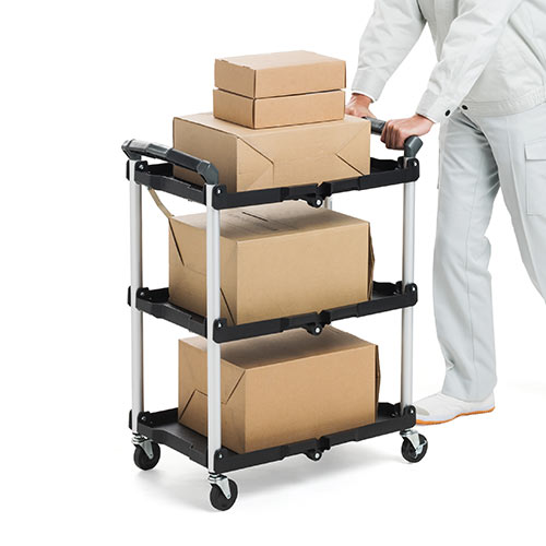 【2台セット】折りたたみツールワゴン｜3段・収納・おしゃれ