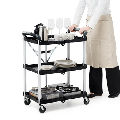 【2台セット】折りたたみツールワゴン｜3段・収納・おしゃれ