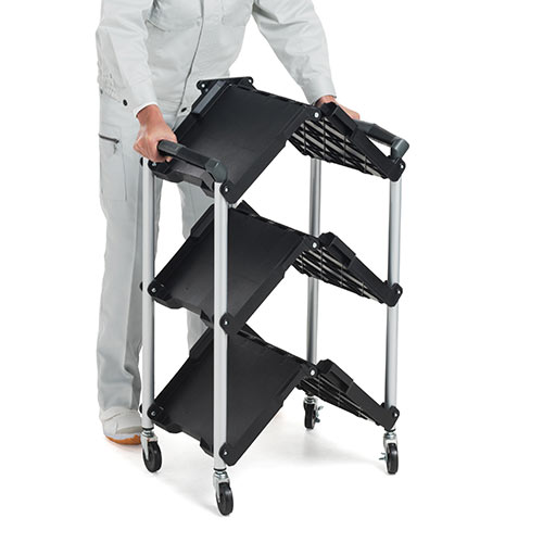 【2台セット】折りたたみツールワゴン｜3段・収納・おしゃれ