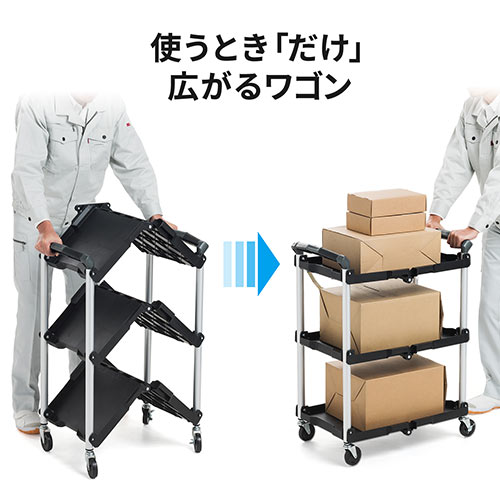 【2台セット】折りたたみツールワゴン｜3段・収納・おしゃれ