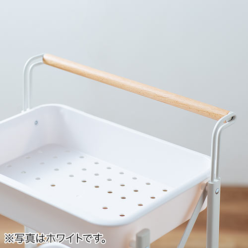 キッチンワゴン キャスター付き 3段 折りたたみ可能 持ち手付き ブラック