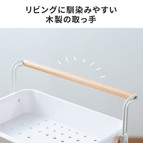 キッチンワゴン キャスター付き 3段 折りたたみ可能 持ち手付き ブラック