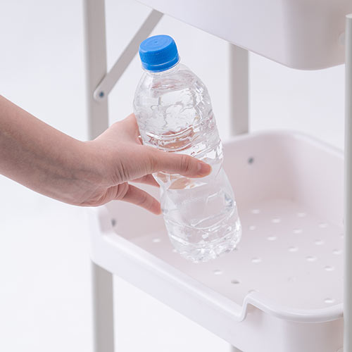 キッチンワゴン キャスター付き 3段 折りたたみ可能 持ち手付き ホワイト