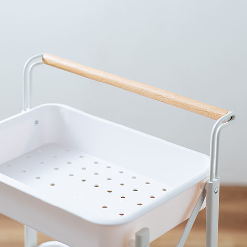 キッチンワゴン キャスター付き 3段 折りたたみ可能 持ち手付き ホワイト