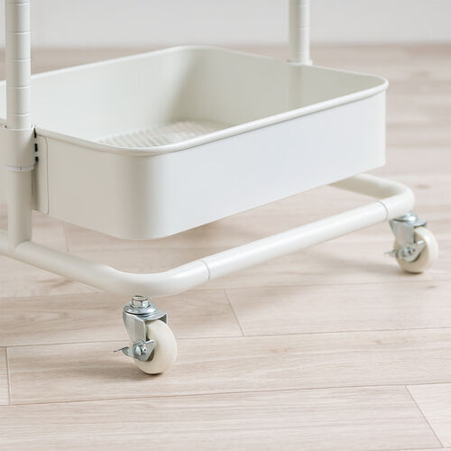 キッチンワゴン（マルチワゴン・幅42cm・耐荷重30kg・キャスター付・おしゃれ・ツールワゴン・高さ変更可能・ホワイト）